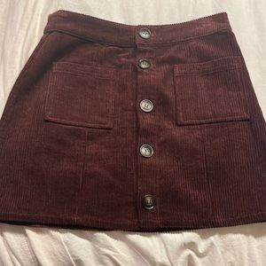 Maroon corduroy mini skirt